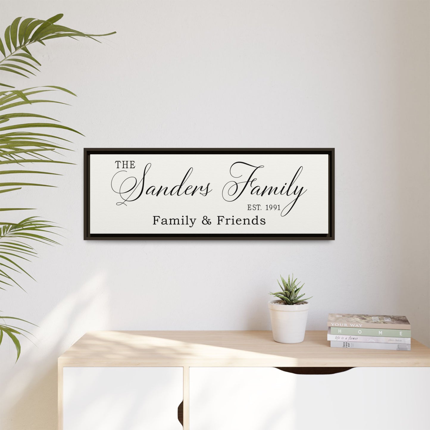 Personalized Family Name Sign with Kids' Names - Custom Framed Last Name Wall Art for Minimalist Birthday Calendar & Celebrations - Fully Assembled Perpetual Family Gift