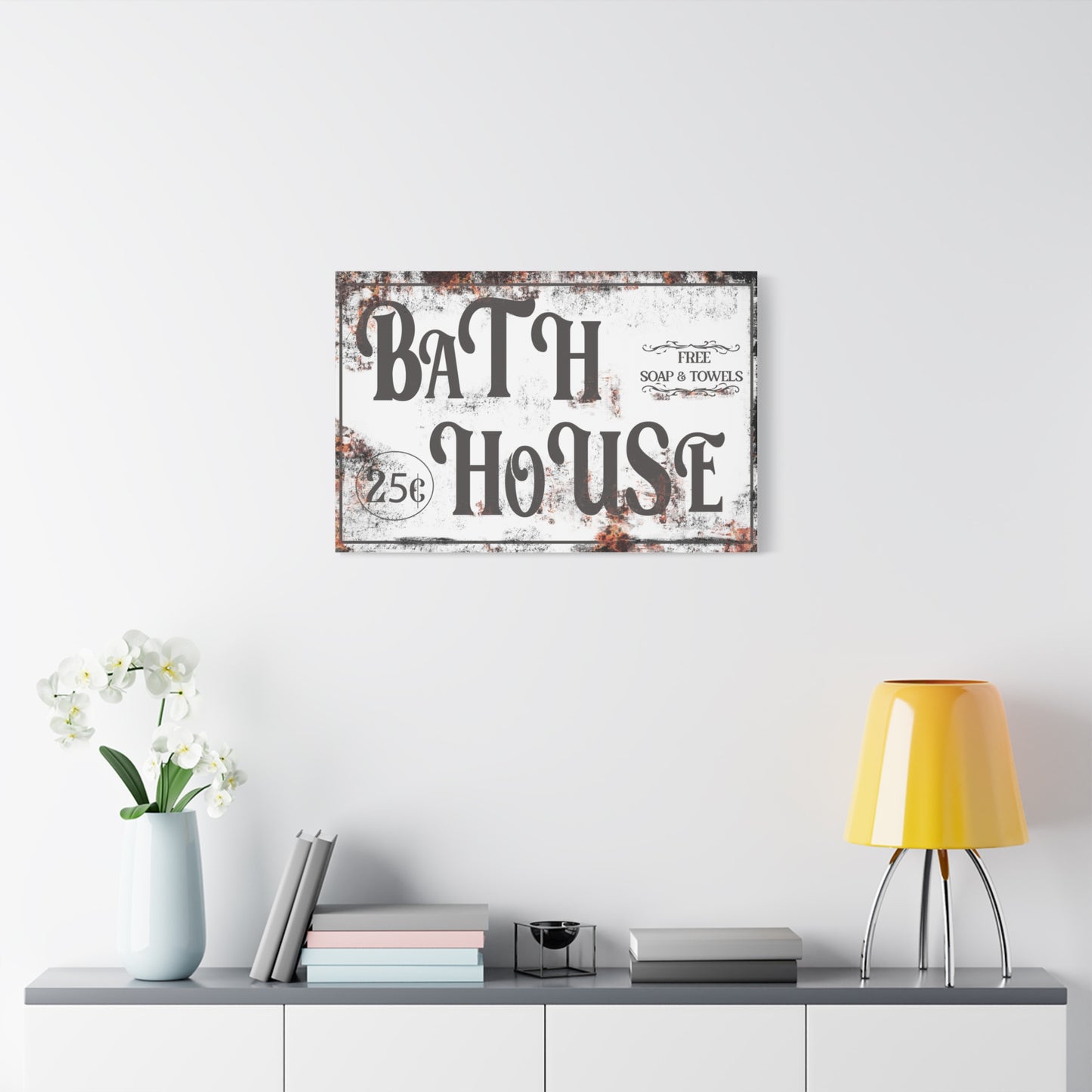Personalized Bathroom Sign - Custom Modern Farmhouse Bath House Wall Decor, Rustic Vintage Style Bath Tub Sign, Bathroom Art, Shabby Chic & Country Home Gift
