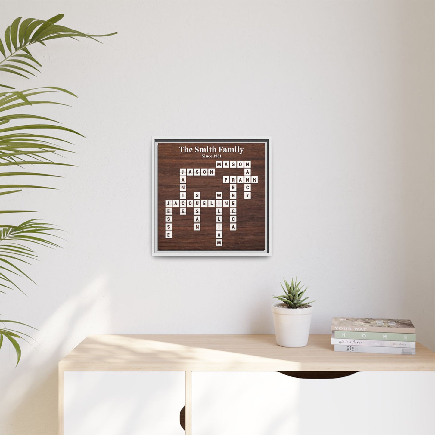 Personalised Scrabble Family Name Sign - Custom Family Tree Name Frame with Letter - Unique Scrabble Art Keepsake for Christmas, Weddings, Anniversaries & Family Gifts