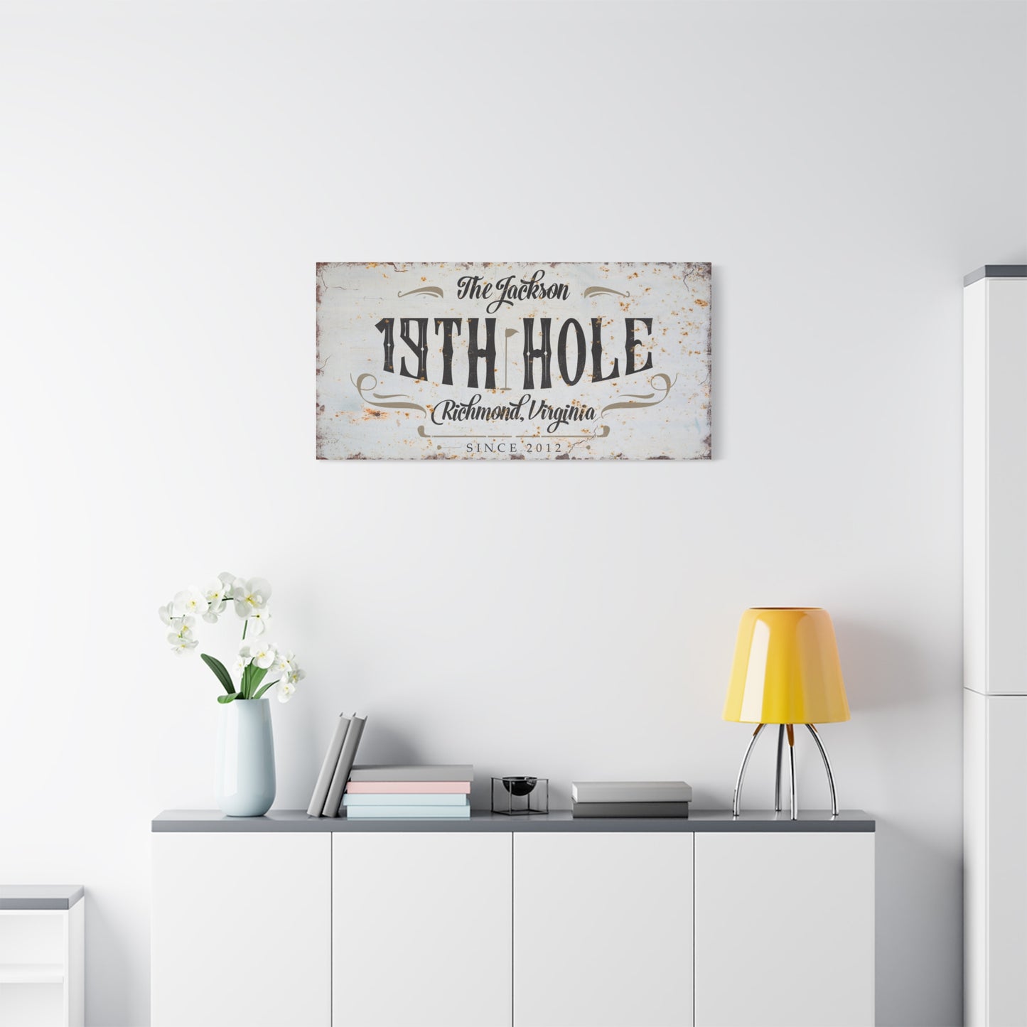Personalized 19th Hole Signs - Custom Vintage Golf Wall Art Sign , Bedroom, Basement, Home Bar - Golf Canvas Gift for Husband, Dad, Wedding, Anniversary, Golf Lovers, Coaches & Fans