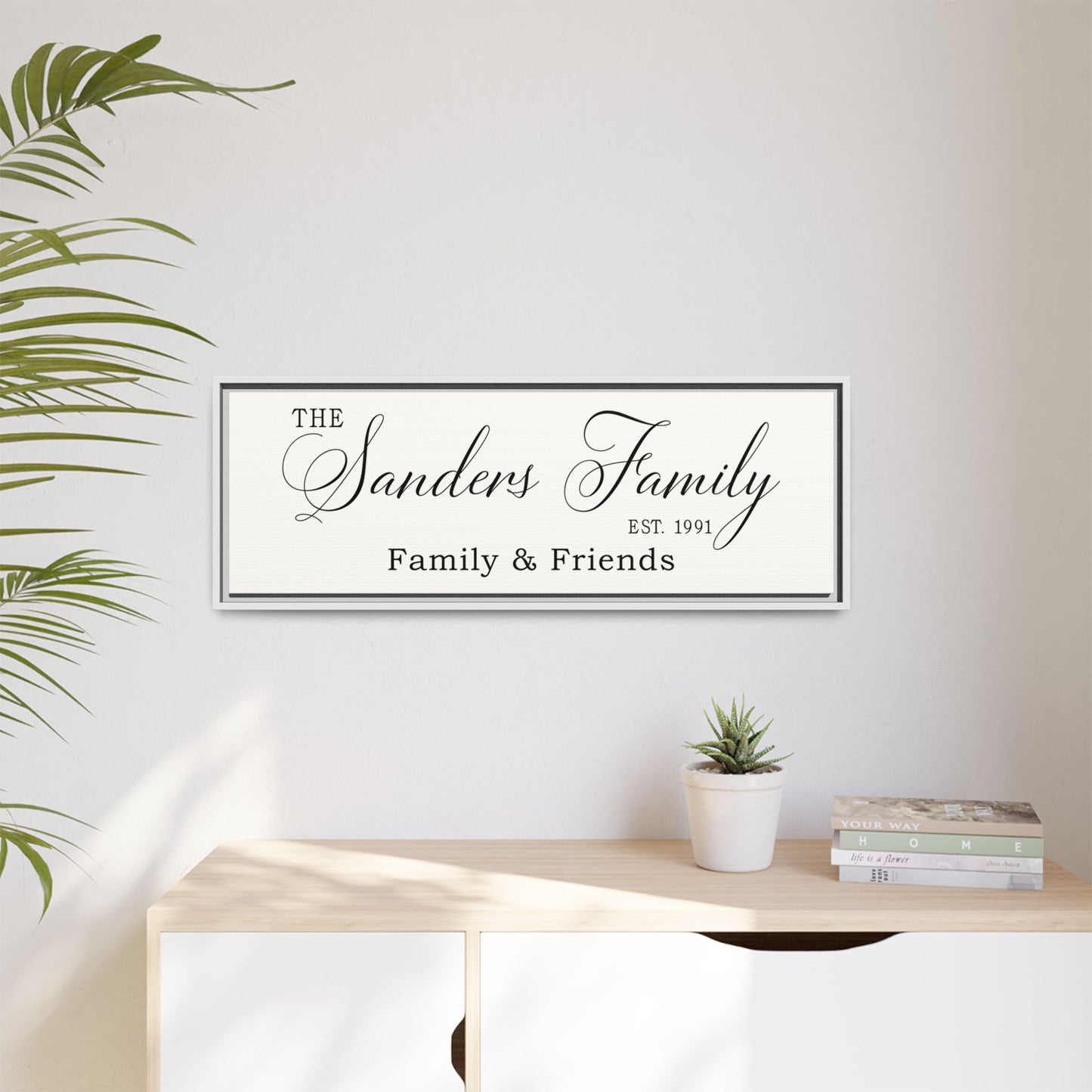 Personalized Family Name Sign with Kids' Names - Custom Framed Last Name Wall Art for Minimalist Birthday Calendar & Celebrations - Fully Assembled Perpetual Family Gift