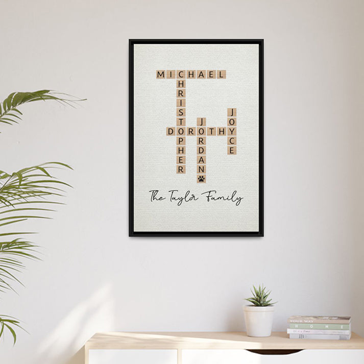 Personalized Family Last Name Sign – Custom Letter Print, Scrabble Puzzle Family last Names, Last Name Sign