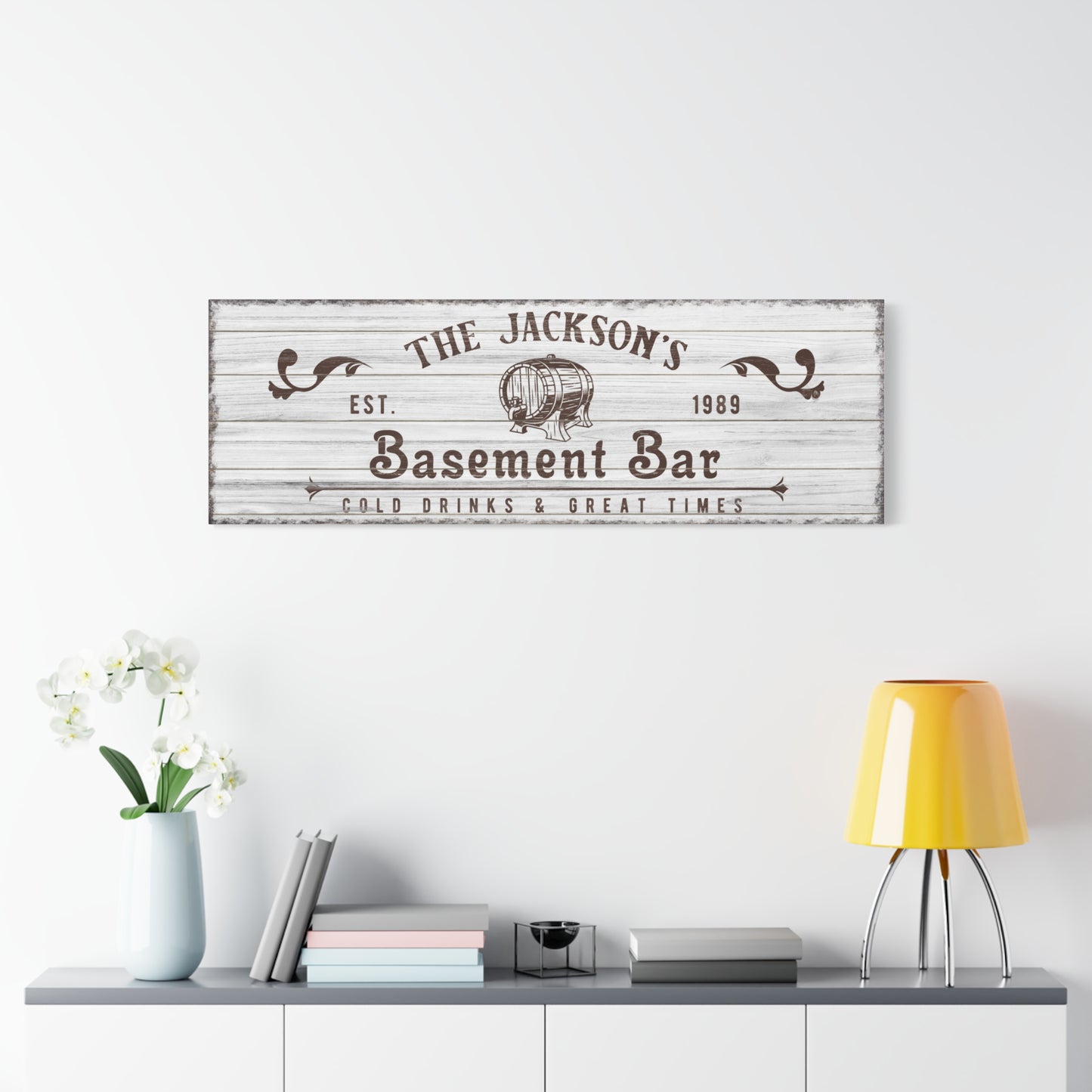 Personalized Basement Bar Sign - Rustic Pub & Man Cave Decor, Custom Wood Bar Sign for Home Bar, Bourbon Barrel Design, Ideal Gift for Him, Father's Day, Housewarming, and More