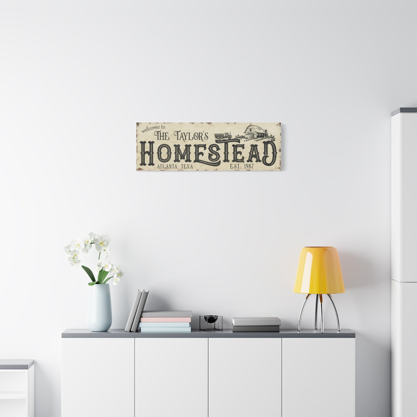 Custom Homestead Sign | Personalized Farmhouse Wall Art | Rustic Family Name Sign | Vintage Wooden Homestead Decor | Farmhouse Canvas with Established Date