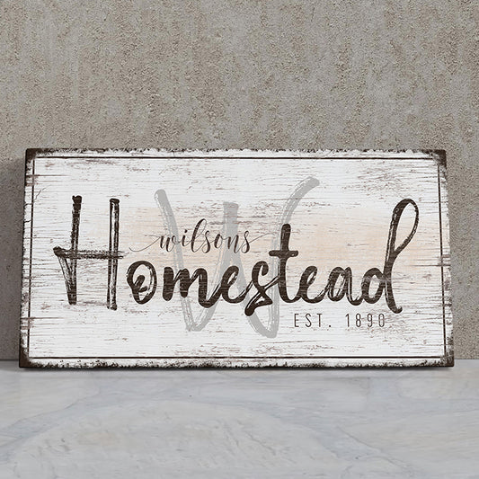 Personalized Vintage Farmhouse Family Name Sign - Custom Farmhouse Wall Art with Distressed Look - Rustic Family Name Canvas for Modern Farmhouse & Decor