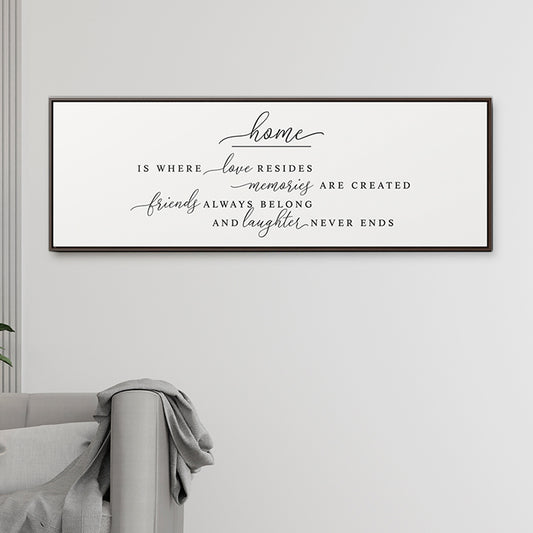 Home Is Where Love Resides Sign – Canvas Wall Art for Family Room and Living Room, Farmhouse Decor, Quality Print, and Framed Home Accent.