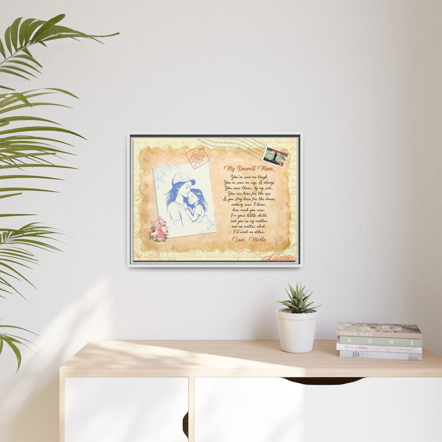 Personalized Mothers Day Sign - Custom Mothers Day Gift from Daughter or Son | Gift for Mom | Wooden Frame| Custom Canvas Poster for Mother's Day Celebration