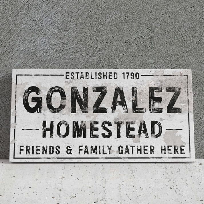 Personalized Farmhouse Family Last Name Sign – Custom Established Date Canvas Print – Vintage Distressed Wall Art for Living Room, Kitchen, or Entryway – Last Name Home Sign - Surname Signs