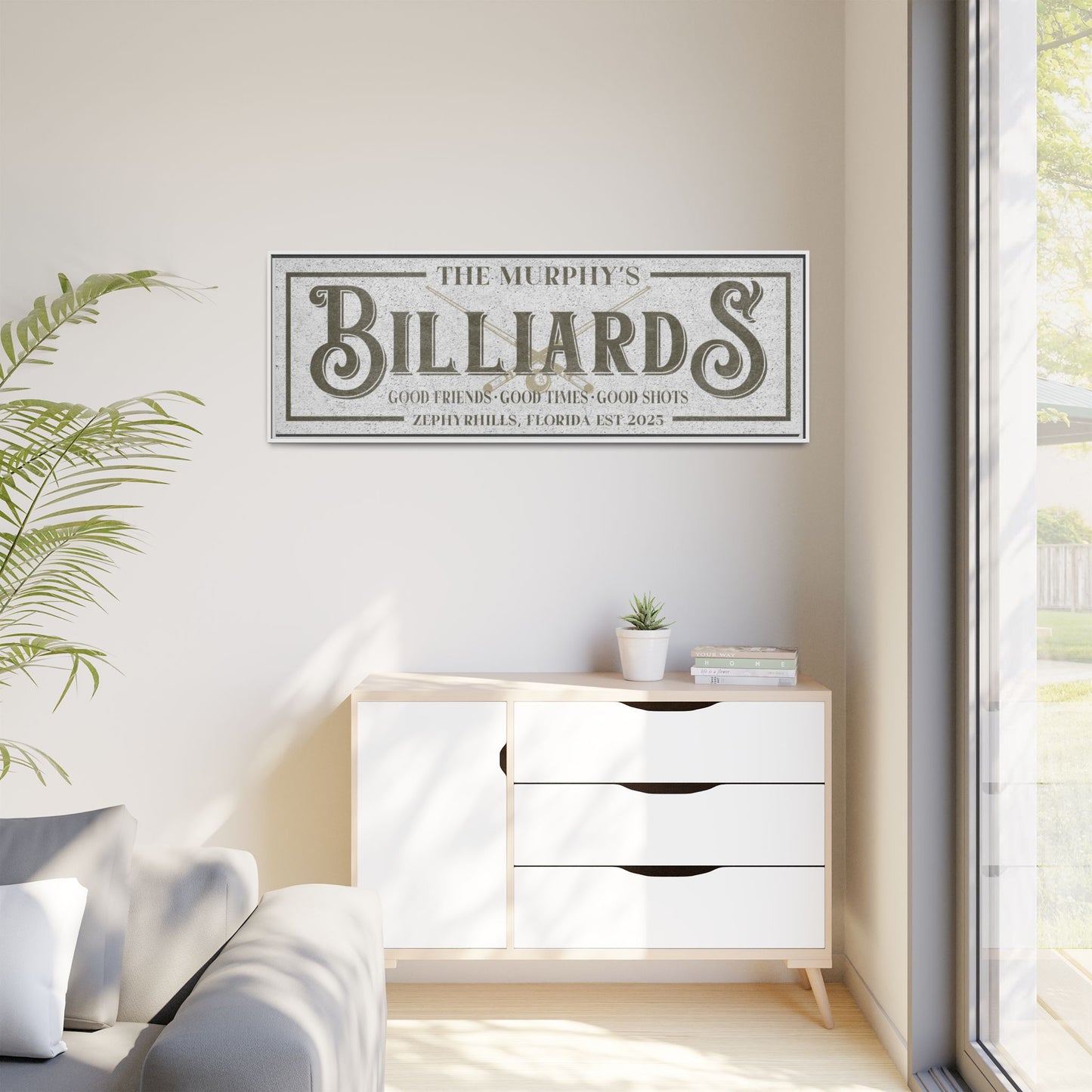 Personalized Billiards Sign - Custom Modern Farmhouse Pool Hall Wall Art, Billiards Decor for Game Room, Man Cave, Bar, and Father's Day Gift - Customizable Family Name or Custom Outdoor Sign