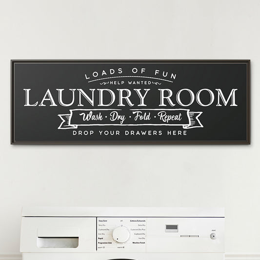 Custom Laundry Room Signs - Personalized Rustic Farmhouse Laundry Wall Decor, Modern Minimalist Laundry Art, Wash Dry Fold Poster, Utility Room Print, Framed Wood Sign, Home Décor, Housewarming & New Home Gift