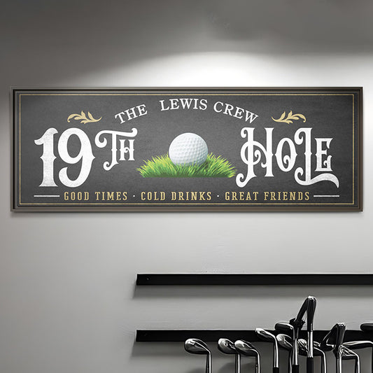 Personalized 19th Hole Signs - Custom Golf Wall Art and Lounge Decor | Unique Golfer Gift for Man Cave, Game Room, or Golf Simulator Room | Golf Lover's Decor and Custom Golf Sign