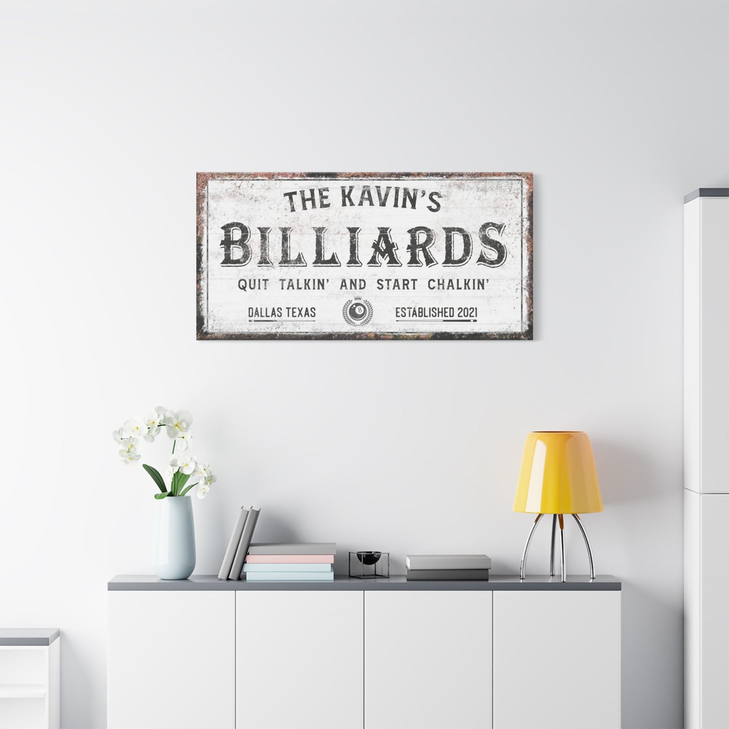 Personalized Billiards Sign - Tailored Canvases Billiards Decor, Room Accessories, Personalized Pool Hall Wall Art, Canvas Decoration for Men, Him, Boys for Bar, Outdoor, Patio