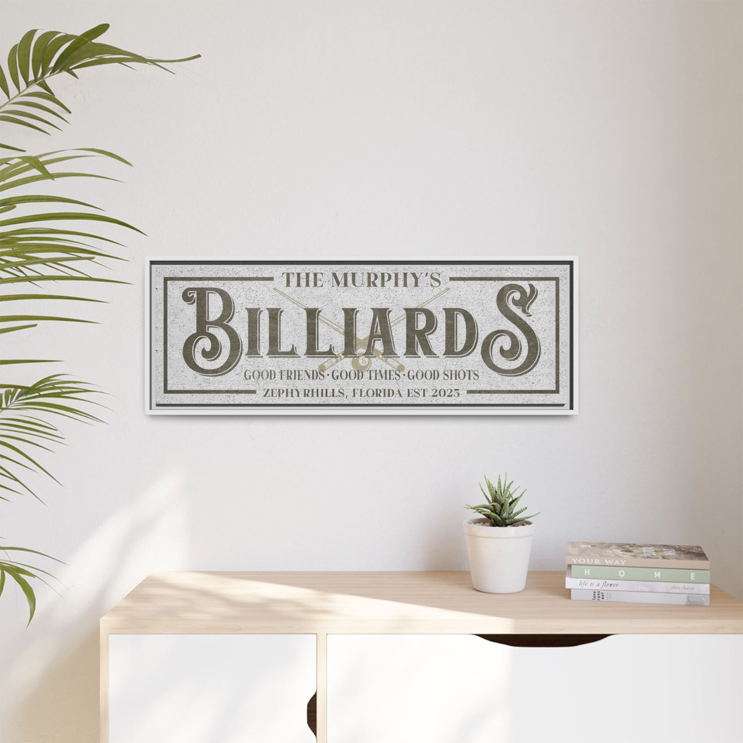 Personalized Billiards Sign - Custom Modern Farmhouse Pool Hall Wall Art, Billiards Decor for Game Room, Man Cave, Bar, and Father's Day Gift - Customizable Family Name or Custom Outdoor Sign