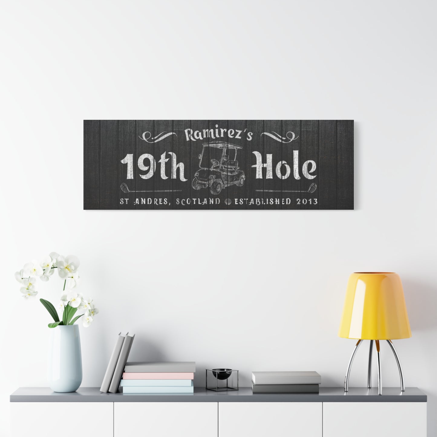 Personalized 19th Hole Signs | Custom Golf Wall Décor for Men | Golf Gifts for Dad | Canvas Wall Art | Last Name Golf Sign | Unique Golfer Gift | Masters Golf Party Décor | Custom Wood Framed Golf Signs