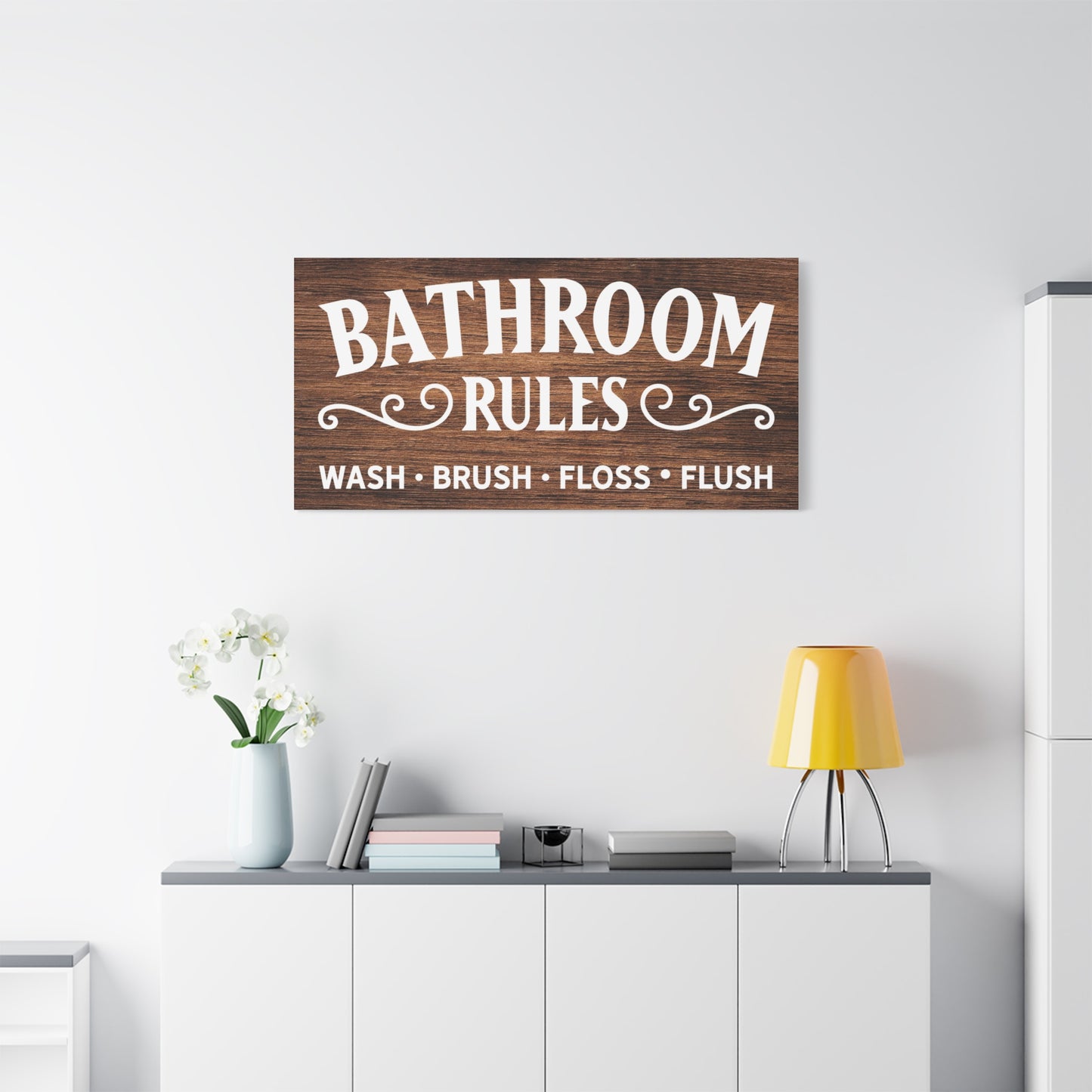 Custom Rustic Bathroom Rules Sign - Farmhouse Bathroom Decor, Wood Bathroom Sign, Country Rustic Sign, Wash Brush Flush, Lakehouse & Cottage Bathroom Signs, Bathroom Humor