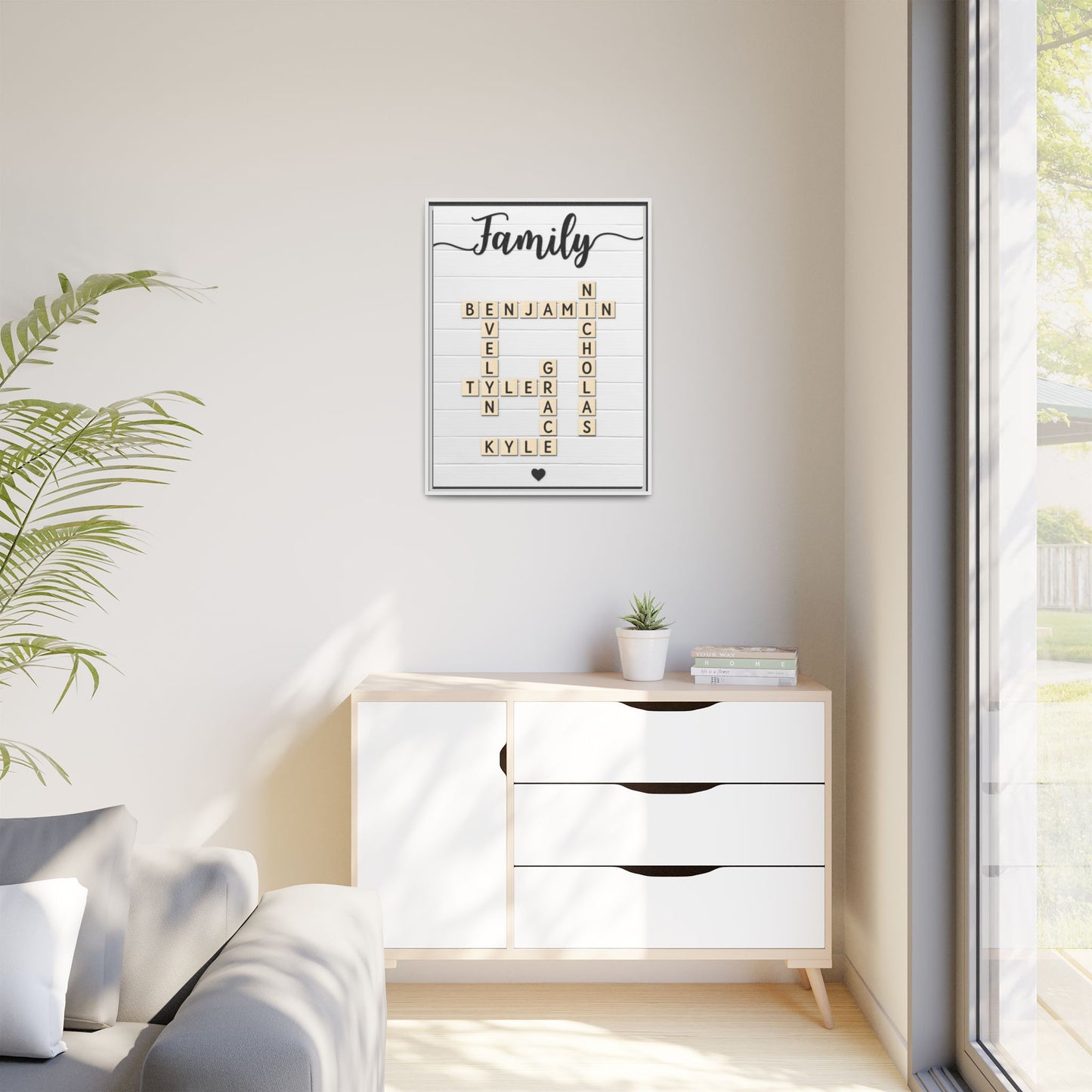 Personalized Family Name Scrabble Wall Art - Custom Wooden Name Frame - Crossword Scrabble Name Sign for Home Décor, Anniversary & Family Gift
