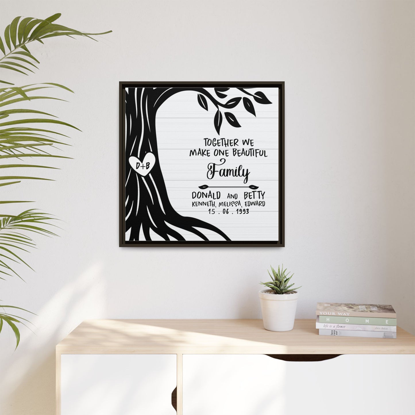 Custom Family Tree Sign - Personalized Family Tree Template, Ancestral Pedigree & Genealogy Chart Wall Art -Adoption Quote - Second Marriage Decor