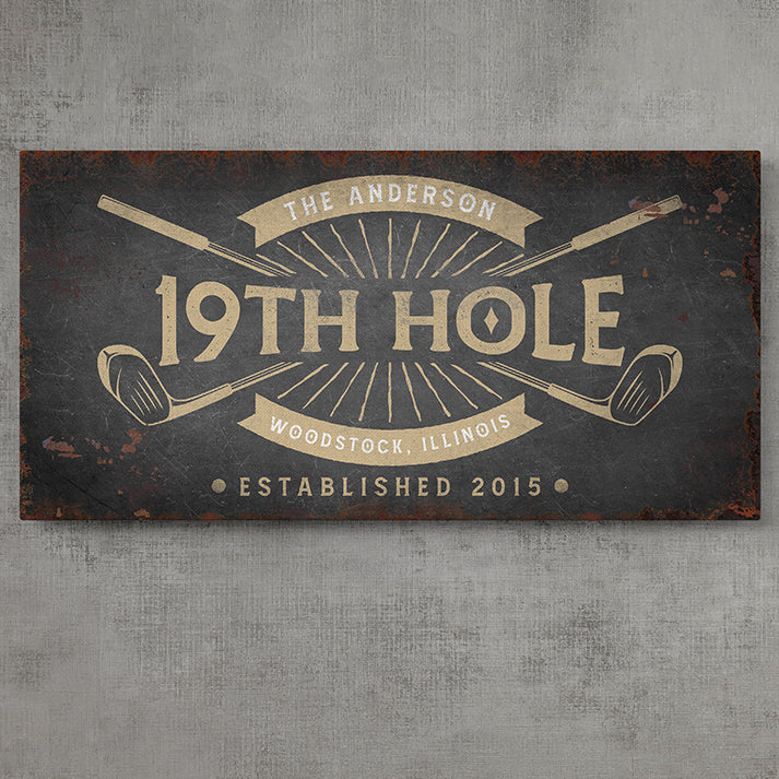 Personalized 19th Hole Signs - Custom Golf Wall Art and Decor, Golf Canvas, Custom 19th Golf Signs, Man Cave Decor, Golf Artwork, Hole Wall Hanging and Golf Lover Gifts