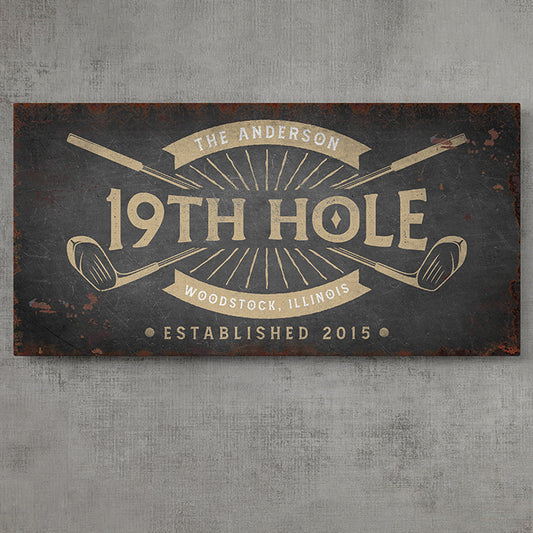 Personalized 19th Hole Signs - Custom Golf Wall Art and Decor, Golf Canvas, Custom 19th Golf Signs, Man Cave Decor, Golf Artwork, Hole Wall Hanging and Golf Lover Gifts
