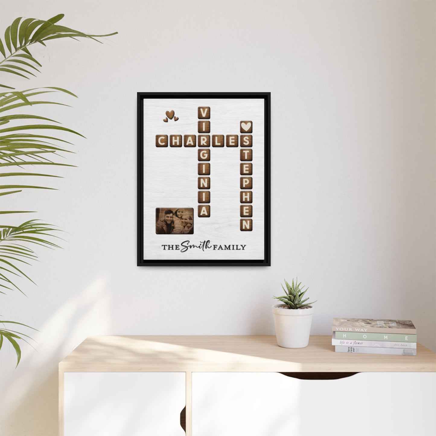 Personalized Family Name Sign Scrabble - Custom Family Name Scrabble Wall Art - Wooden Textured Family Keepsake Poster - Unique Home Décor & Gift