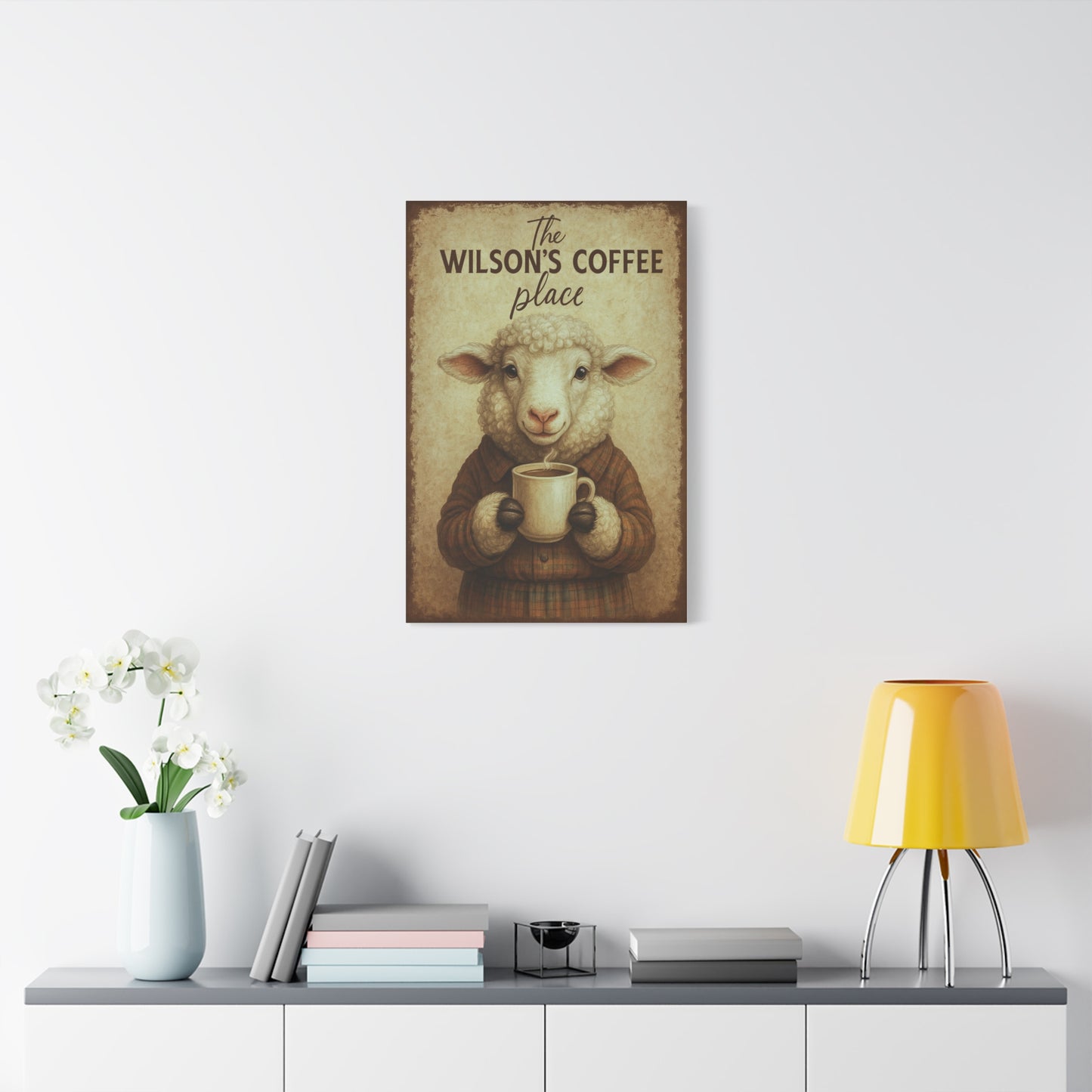 Custom Rustic Cow Coffee Bar Sign - Personalized Wall Art for Coffee Station - Fluffy Scottish Cow Coffee Bar Sign - Coffe Shop Sign Wall Art