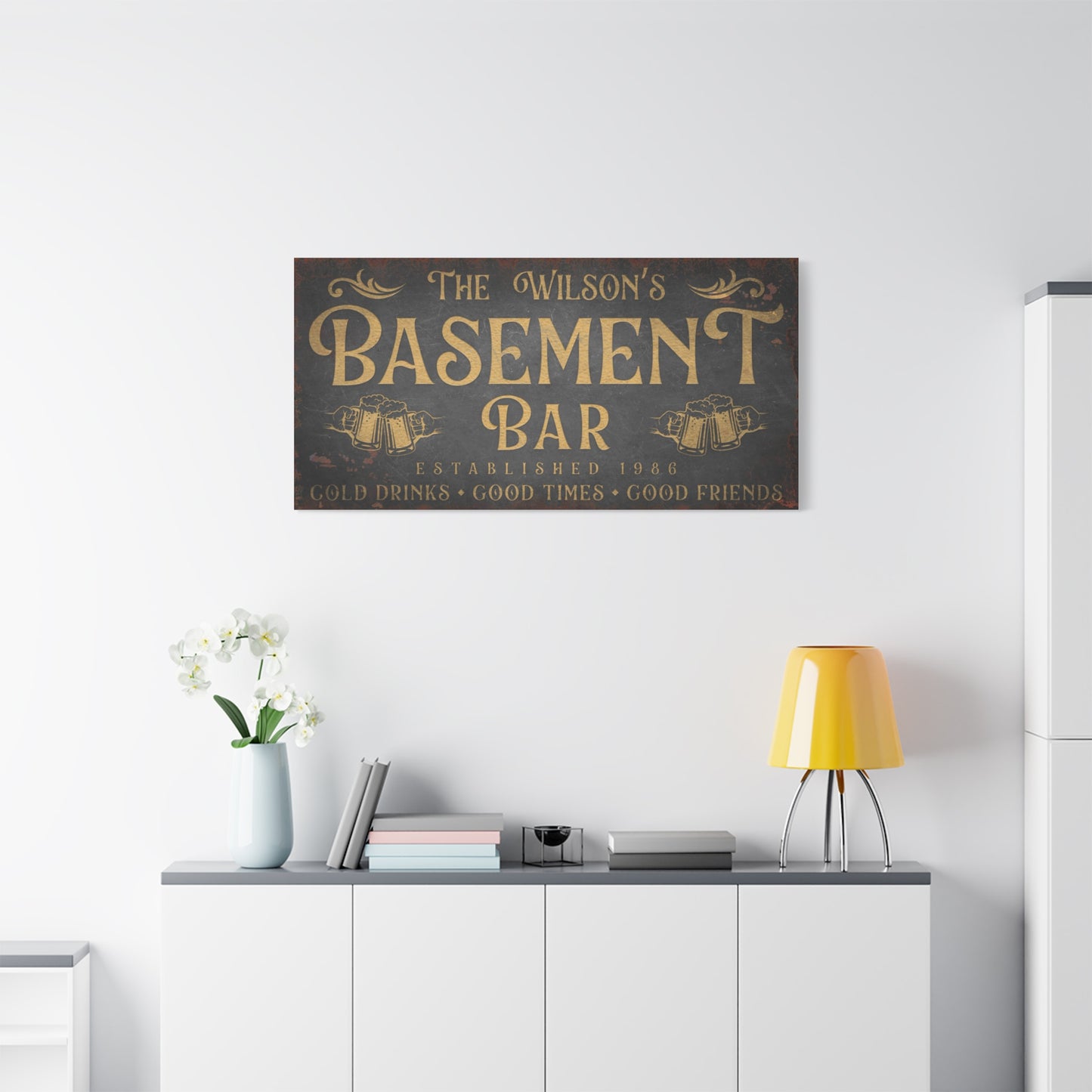 Personalized Family Basement Bar Sign | Custom Wood Pub Signs for Man Cave, Basement Bar, Wine Cellar, and Game Rooms | Rustic Bar Decor, Groomsmen Gifts, Housewarming, and Custom Family Name Signs
