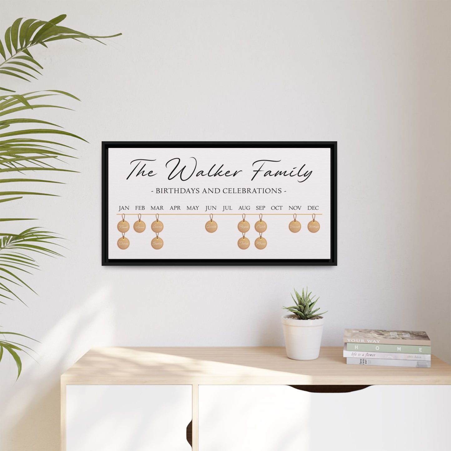 Personalized Family Name Sign with Kids Names | Custom Sign Boards for Family Birthdays and Celebrations | Kids Birthday Calendar Sign