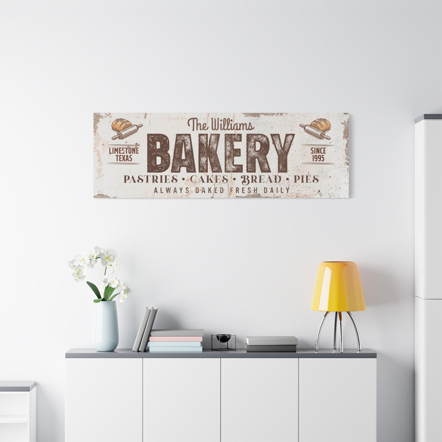 Custom Rustic Bakery Sign - Vintage Style Farmhouse Bakery Decor, Personalized Fresh Bread, Pies & Cake Sign for Bake Shops, Farmers Bakery, Cake Shop, Gift for Bakers & Bakery Owners