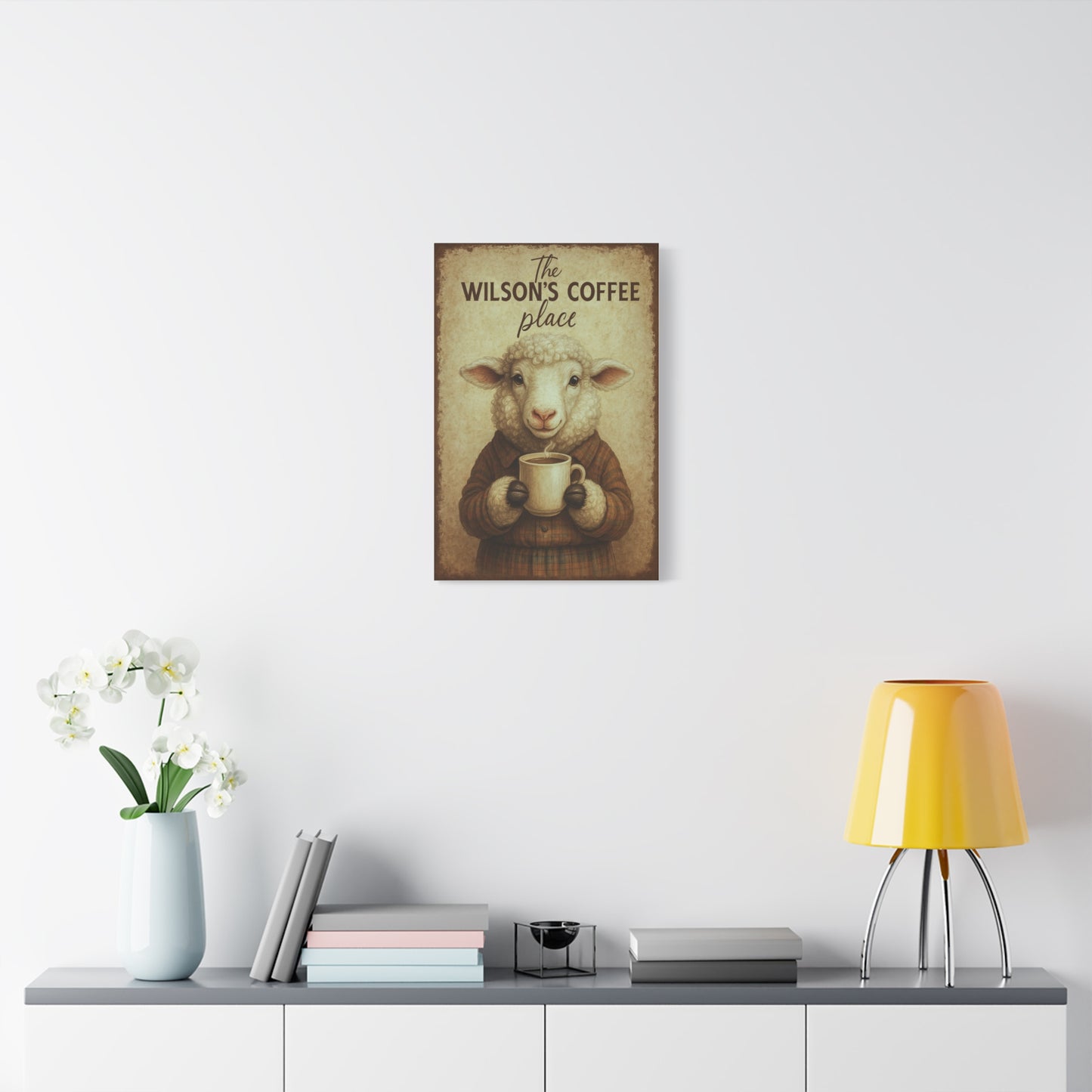 Custom Rustic Cow Coffee Bar Sign - Personalized Wall Art for Coffee Station - Fluffy Scottish Cow Coffee Bar Sign - Coffe Shop Sign Wall Art