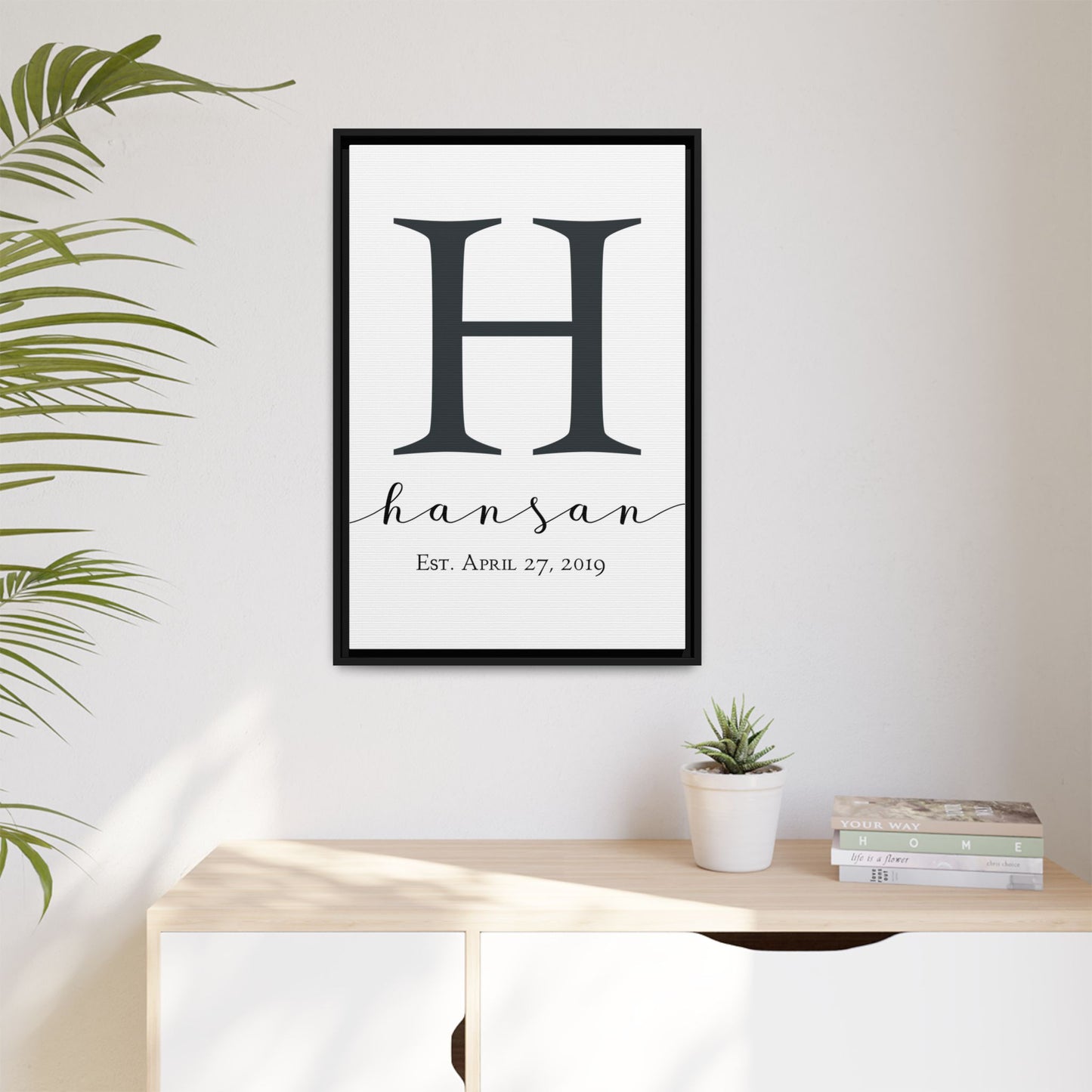 Personalized Monogrammed Wall Art - Custom Wooden & Canvas Monogram Wall Art - Last Name Established Sign for Weddings, Anniversaries, Housewarmings - Rustic Farmhouse Decor & Unique Gift