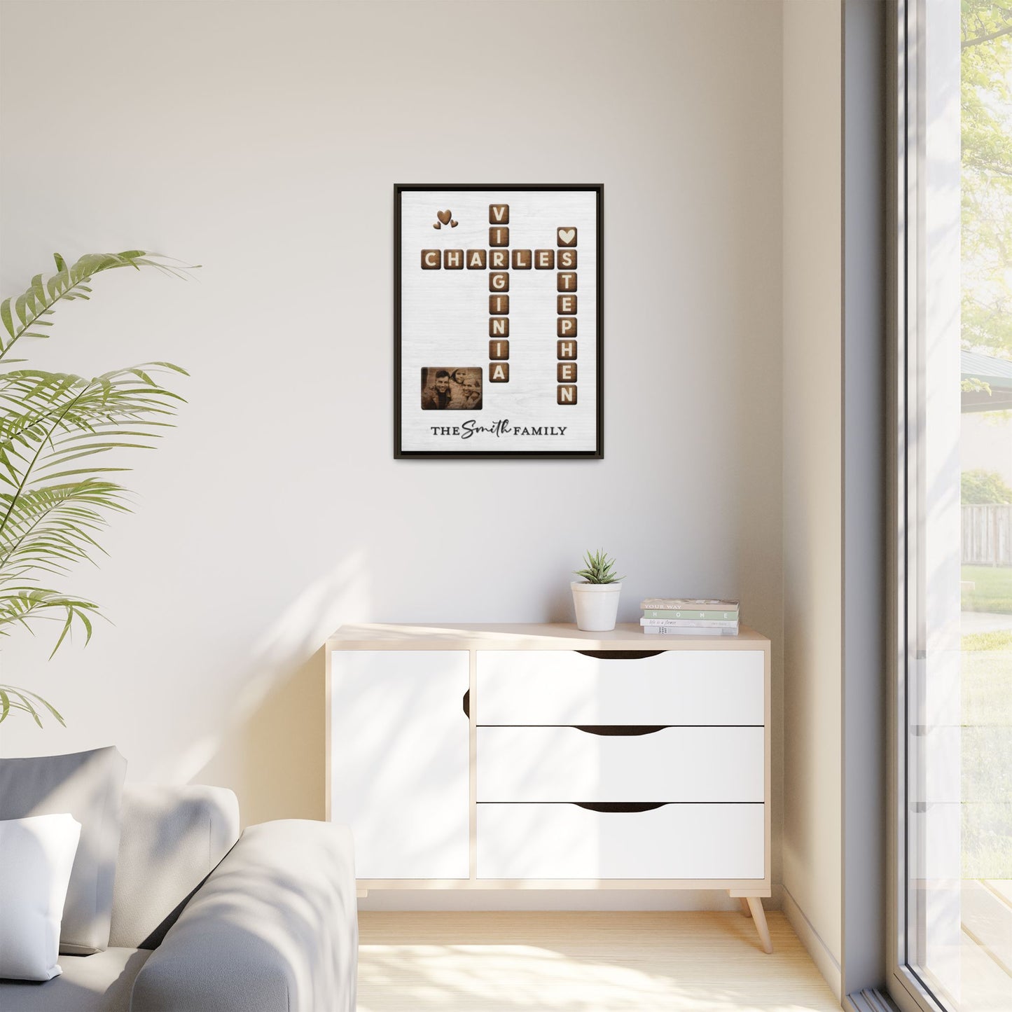 Personalized Family Name Sign Scrabble - Custom Family Name Scrabble Wall Art - Wooden Textured Family Keepsake Poster - Unique Home Décor & Gift