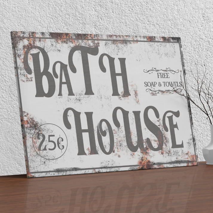 Personalized Bathroom Sign - Custom Modern Farmhouse Bath House Wall Decor, Rustic Vintage Style Bath Tub Sign, Bathroom Art, Shabby Chic & Country Home Gift