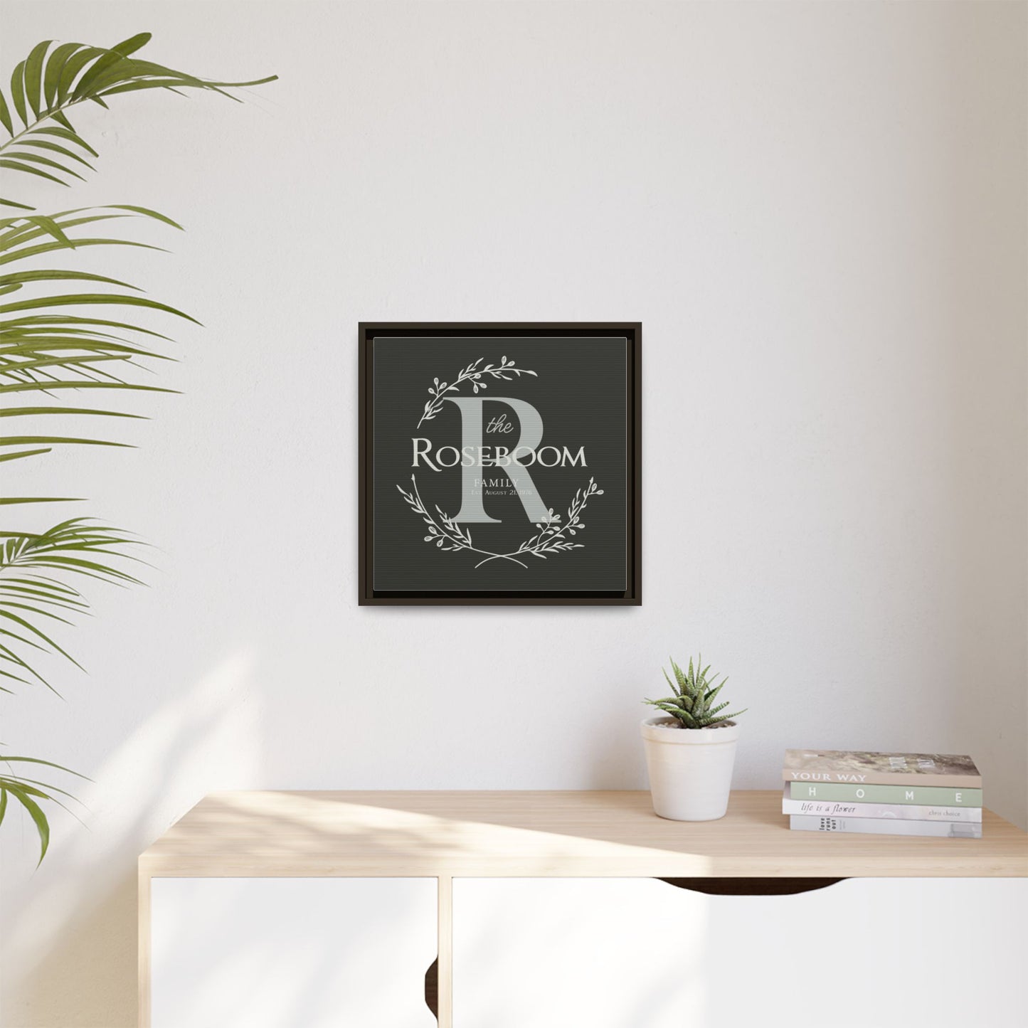 Personalized Monogrammed Wall Art - Custom Printed Wood Family Name Sign With Monogram Initial, Framed Wooden Last Name Sign for Home Decor, Wedding Gift, Anniversary, Housewarming, or Valentine’s Day