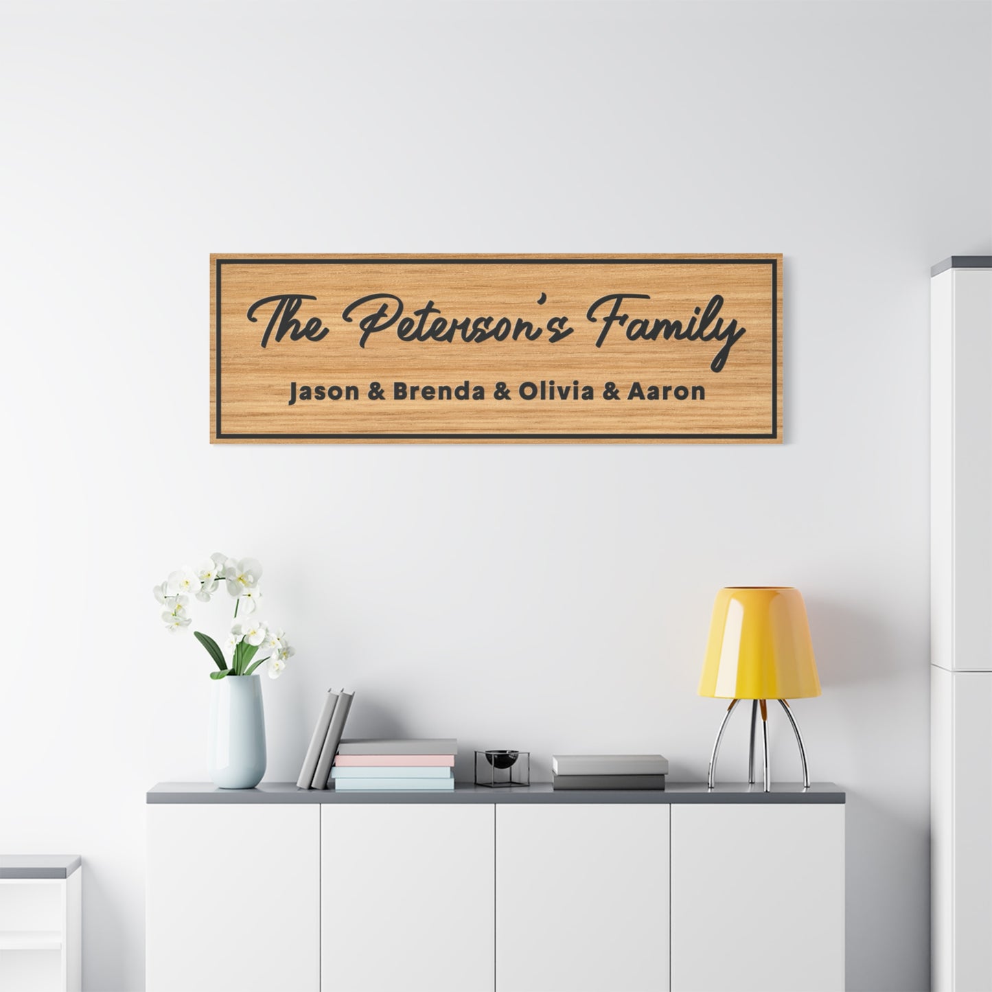 Personalized Family Name Sign with Kids' Names - Custom Wood Framed Kid Name Wall Art - Farmhouse Home Décor - Wedding Gift - Housewarming Present - Rustic Style Living Room or Bedroom