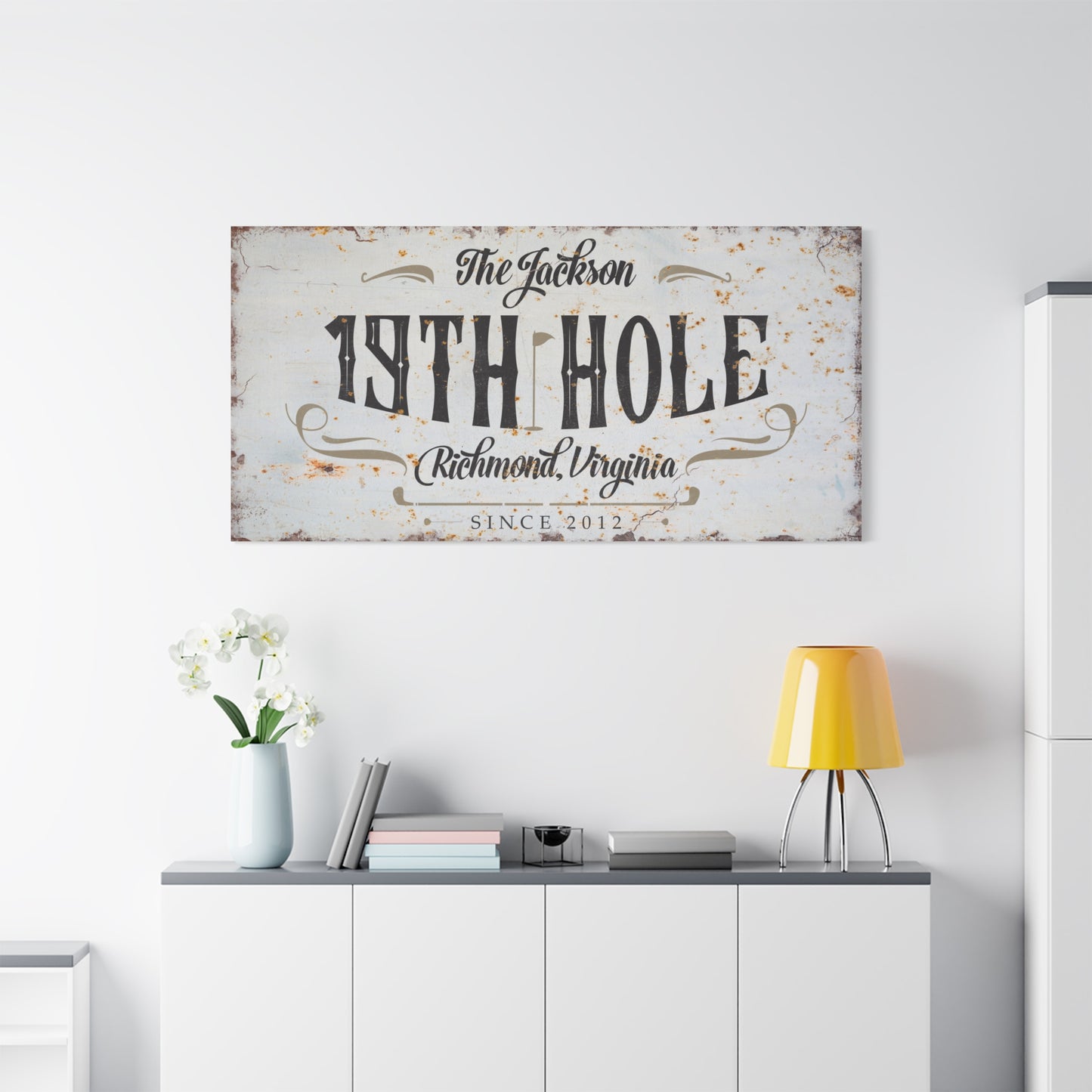 Personalized 19th Hole Signs - Custom Vintage Golf Wall Art Sign , Bedroom, Basement, Home Bar - Golf Canvas Gift for Husband, Dad, Wedding, Anniversary, Golf Lovers, Coaches & Fans