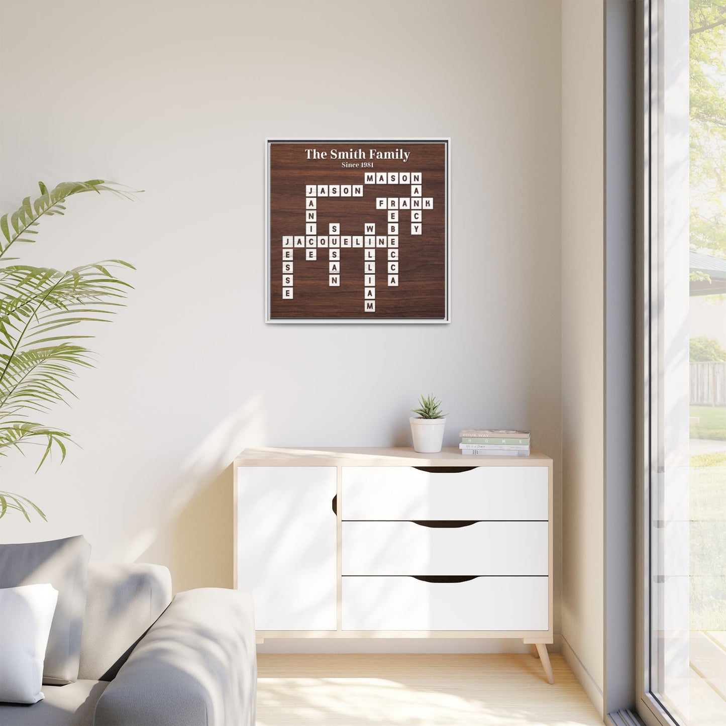 Personalised Scrabble Family Name Sign - Custom Family Tree Name Frame with Letter - Unique Scrabble Art Keepsake for Christmas, Weddings, Anniversaries & Family Gifts