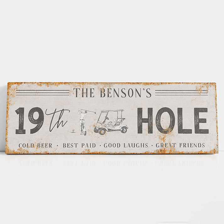 Personalized 19th Hole Sign - Custom Golf Wall Decor | Unique Golf Gifts for Men, Dad, Husband - Man Cave, Basement Bar, Outdoor - Golfing Decor & Sports Monogram - Perfect Housewarming Gift - Golf Club Wall Art & Custom Sign