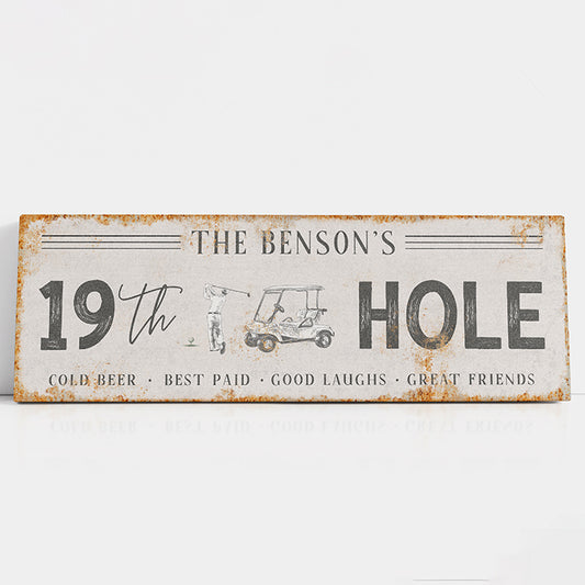 Personalized 19th Hole Sign - Custom Golf Wall Decor | Unique Golf Gifts for Men, Dad, Husband - Man Cave, Basement Bar, Outdoor - Golfing Decor & Sports Monogram - Perfect Housewarming Gift - Golf Club Wall Art & Custom Sign