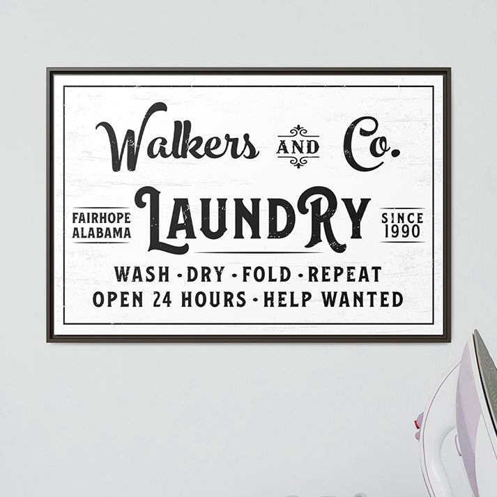 Personalized Laundry Room Sign - Modern Farmhouse Laundry Room Decor | Wash Dry Fold Repeat Wall Art | Custom Laundry Room Sign | Rustic Laundry Decor | Utility Room Prints & Funny Laundry Quotes | Home & Living Housewarming Gift