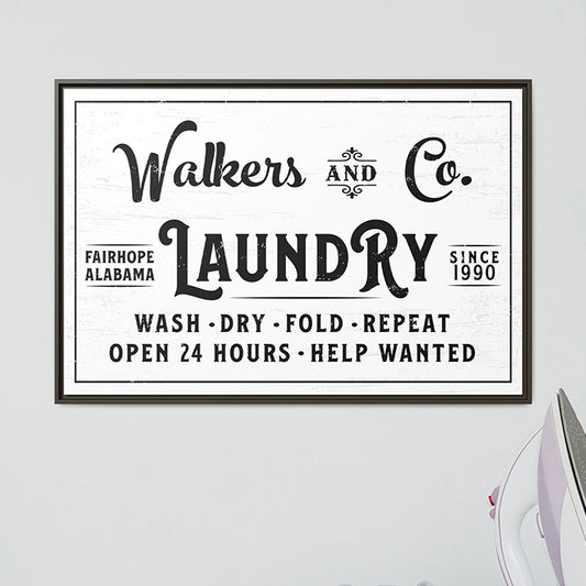 Personalized Laundry Room Sign - Modern Farmhouse Laundry Room Decor | Wash Dry Fold Repeat Wall Art | Custom Laundry Room Sign | Rustic Laundry Decor | Utility Room Prints & Funny Laundry Quotes | Home & Living Housewarming Gift