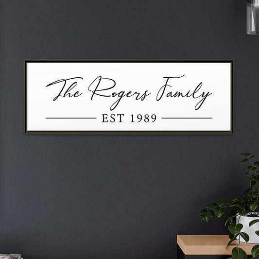 Family Last Name Sign Canvas Decor with Established Year – Custom Canvas Design for Weddings, Anniversaries, Engagements, and Housewarming Gifts