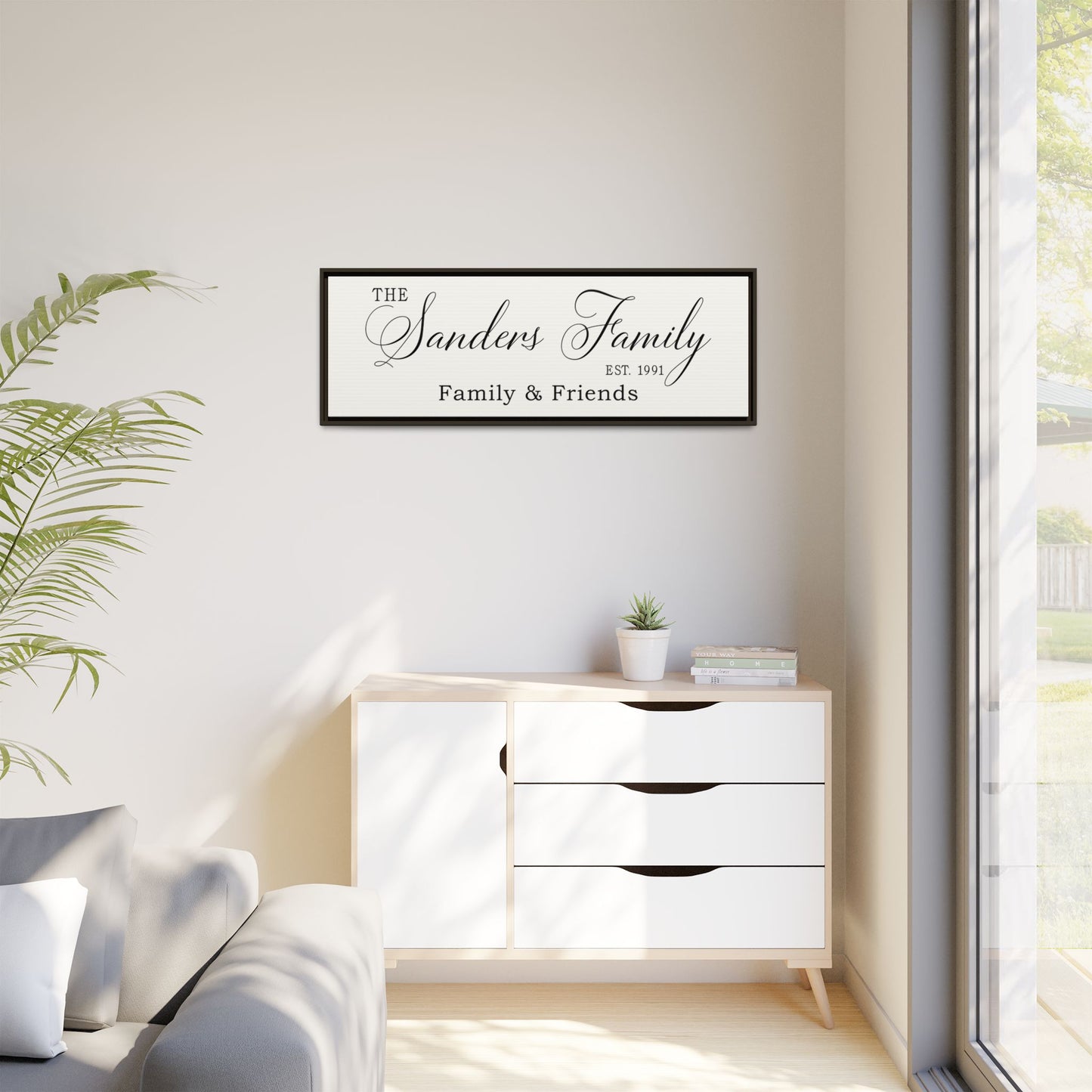 Personalized Family Name Sign with Kids' Names - Custom Framed Last Name Wall Art for Minimalist Birthday Calendar & Celebrations - Fully Assembled Perpetual Family Gift