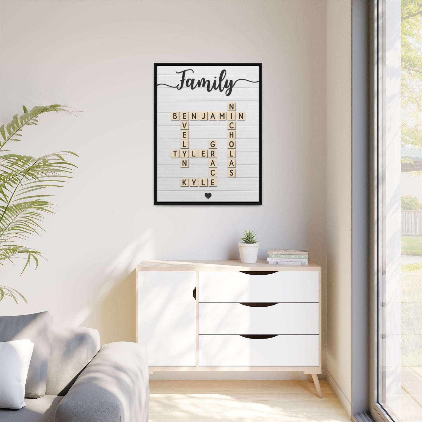 Personalized Family Name Scrabble Wall Art - Custom Wooden Name Frame - Crossword Scrabble Name Sign for Home Décor, Anniversary & Family Gift