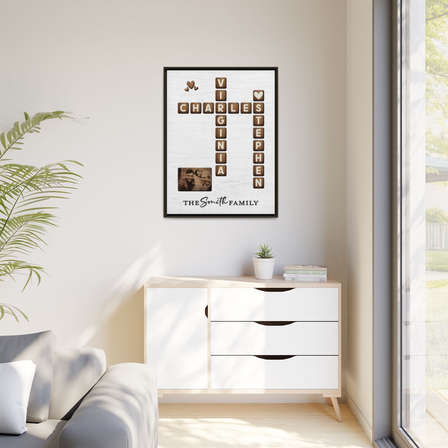 Personalized Family Name Sign Scrabble - Custom Family Name Scrabble Wall Art - Wooden Textured Family Keepsake Poster - Unique Home Décor & Gift