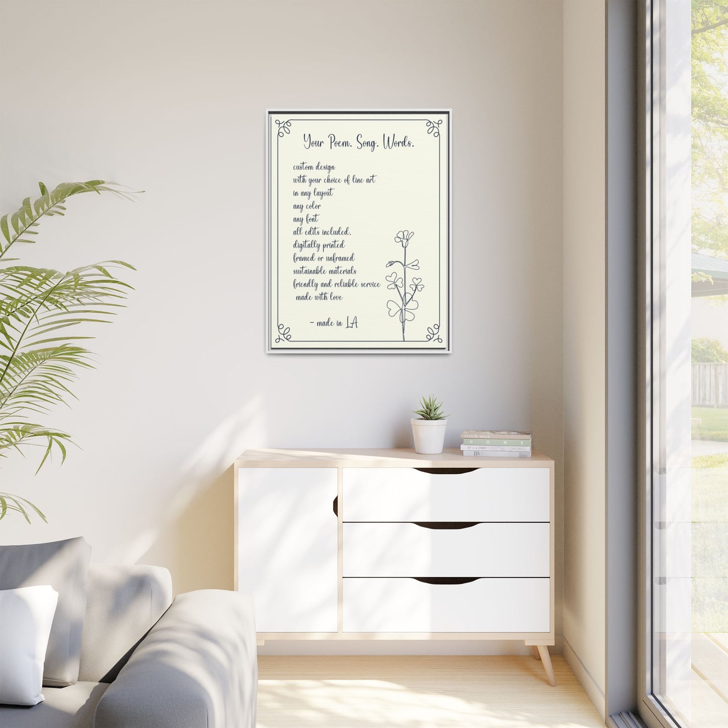 Custom Home Quotes Signs - Personalized Wall Art, Foil Poster or Framed Print with Your Text, Poem, Song Lyrics, Typography Art, Custom Gift for Home, Office, Therapy, Classroom, Counselor, or Social Worker Decor