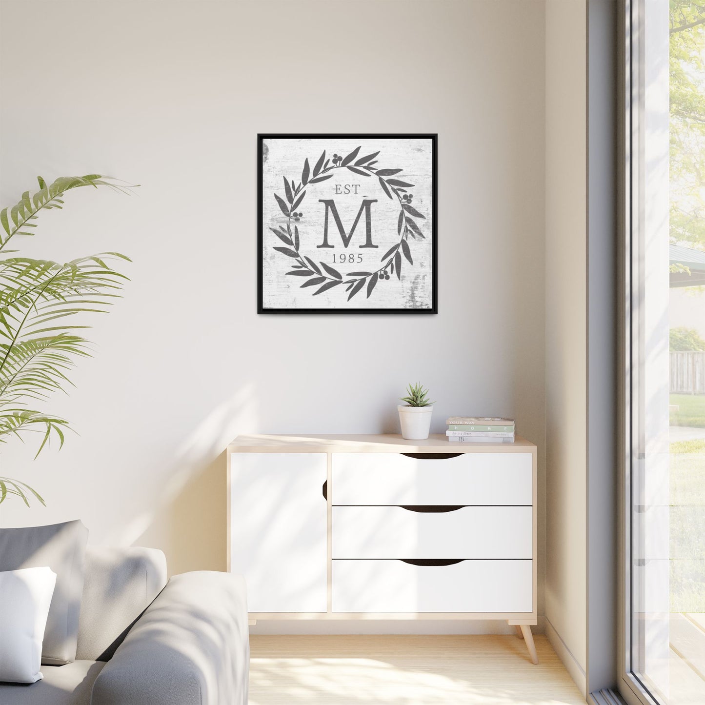 Personalized Monogram Family Last Name Sign - Custom Wall Art with Established Date for Home Décor, Wedding Gift, Farmhouse Style, Entryway or Living Room