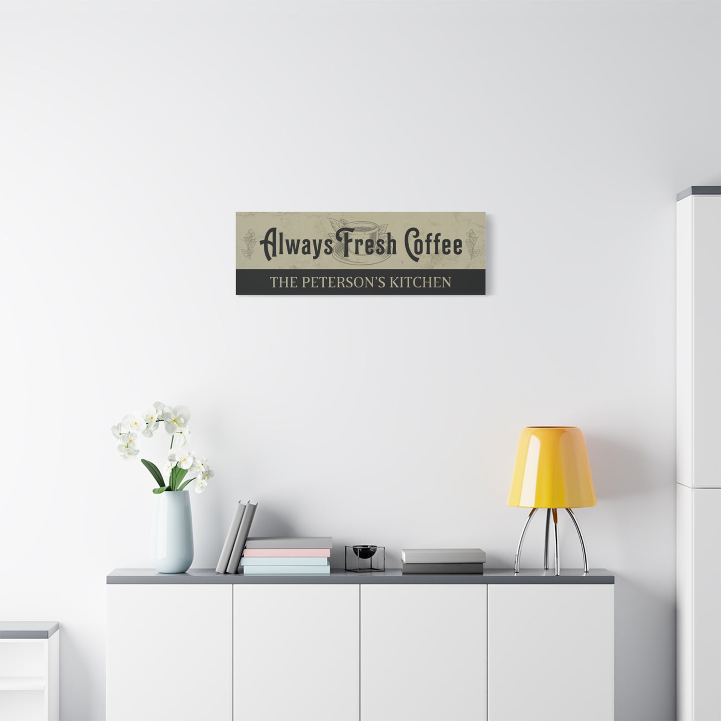 Personalized Rustic Coffee Sign for Kitchen Decor - Customizable Cafe Barista Shop Sign - Fresh Hot Coffee Bar, Coffee Shop, Restaurant & Home Bar Decoration