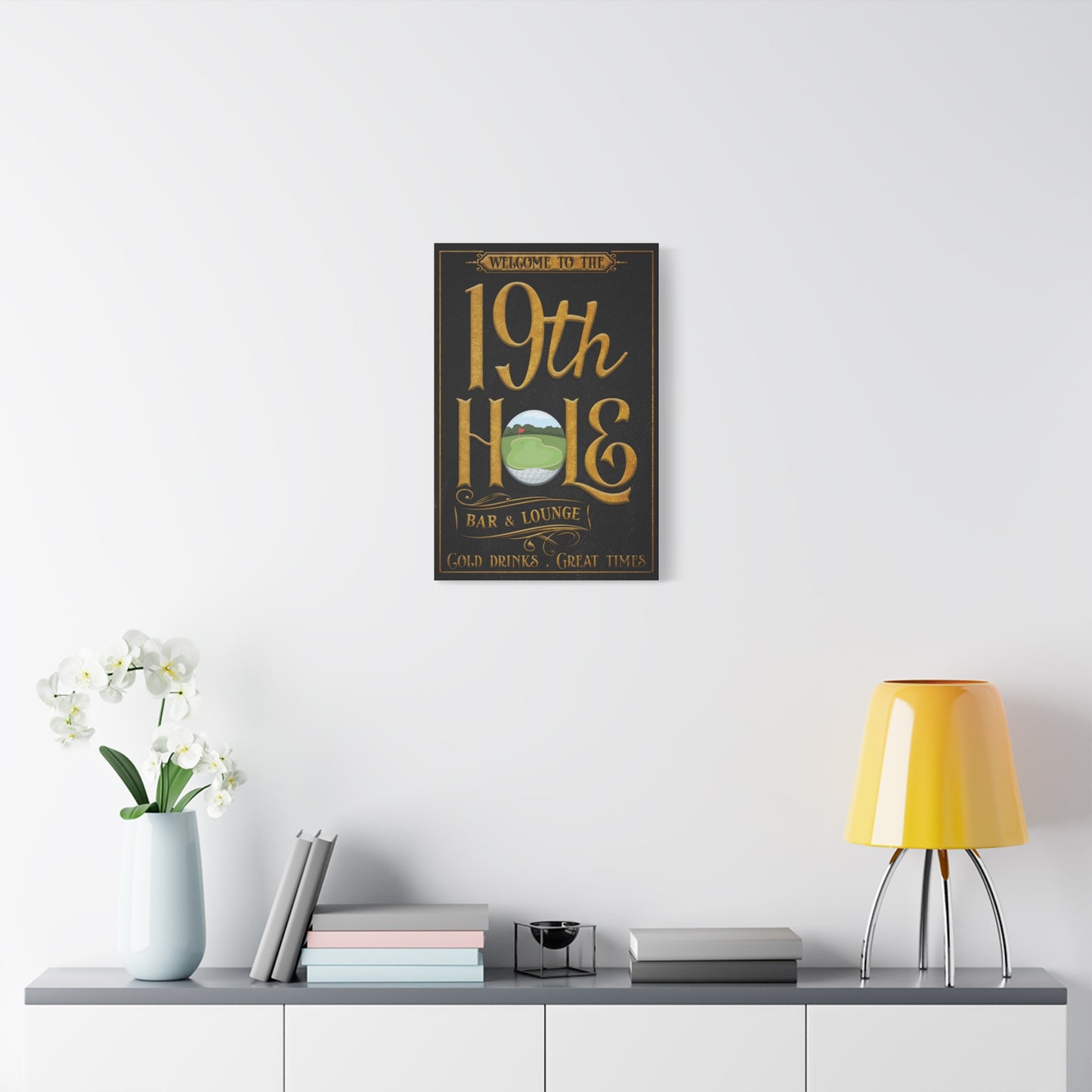 Personalized 19th Hole Signs - Custom 19th Hole Signs - Modern Golf Club Wall Art - Farmhouse Golfing Canvas - Clubhouse Decoration Art
