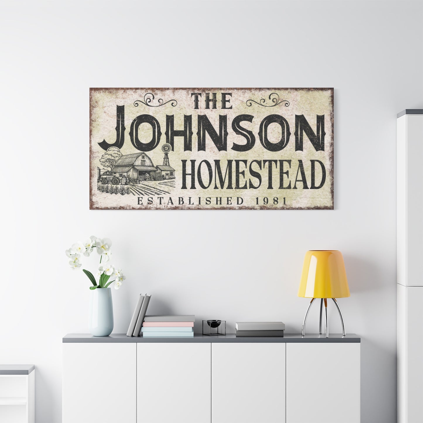 Custom Homestead Sign | Personalized Farmhouse Wall Art | Custom Homestead Logo for Farm | Rustic Family Farm Sign | Farm Logo | Homestead Canvas Art | Family Established Date Decor | Farmhouse Home Decor