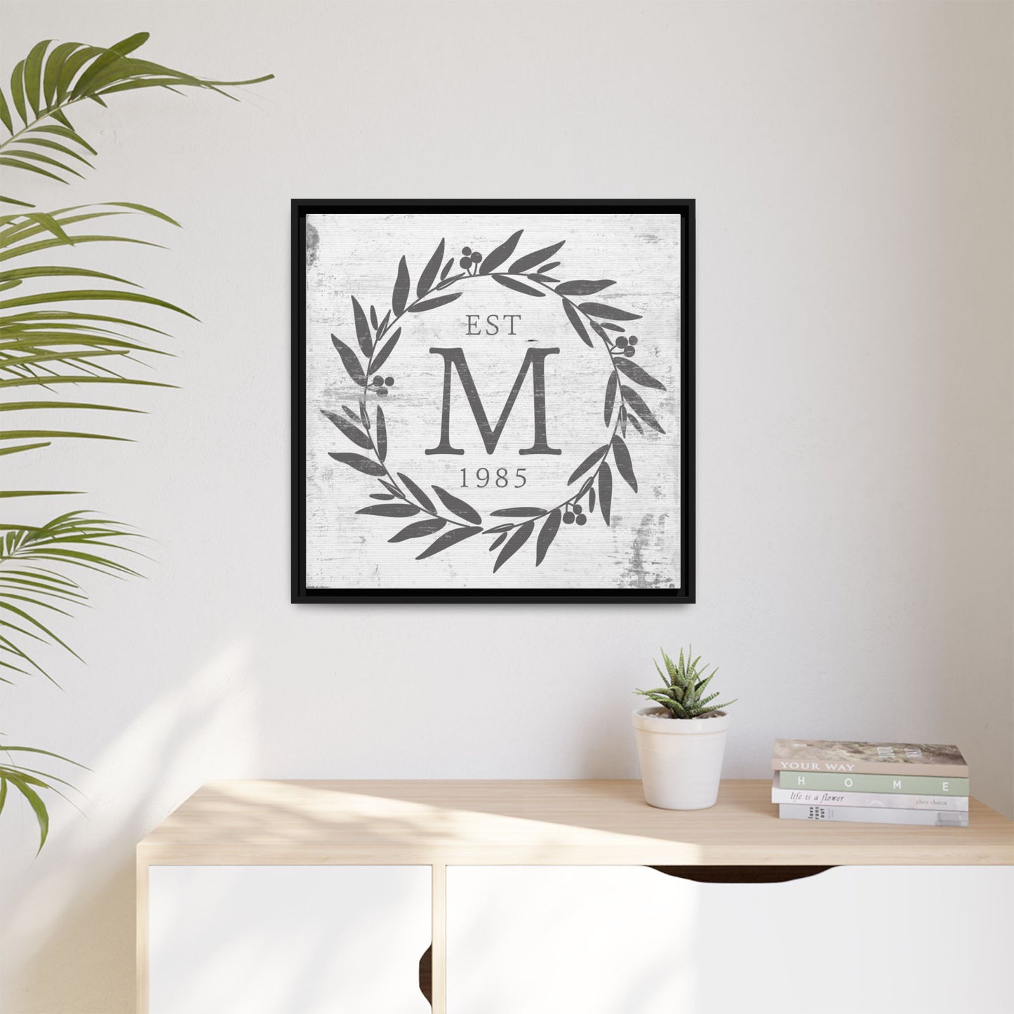 Personalized Monogram Family Last Name Sign - Custom Wall Art with Established Date for Home Décor, Wedding Gift, Farmhouse Style, Entryway or Living Room